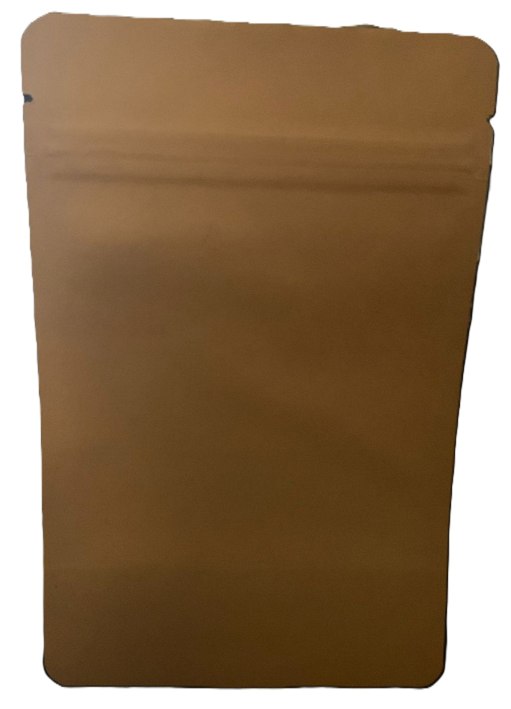 Brown paper bag with a zipper on a white background
