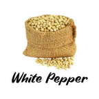 Sack of white pepper with 'White Pepper' text on a white background