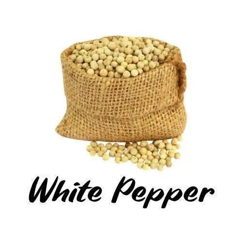 Sack of white pepper with 'White Pepper' text on a white background