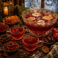 Winter Punch with fruits and spices on a rustic wooden surface